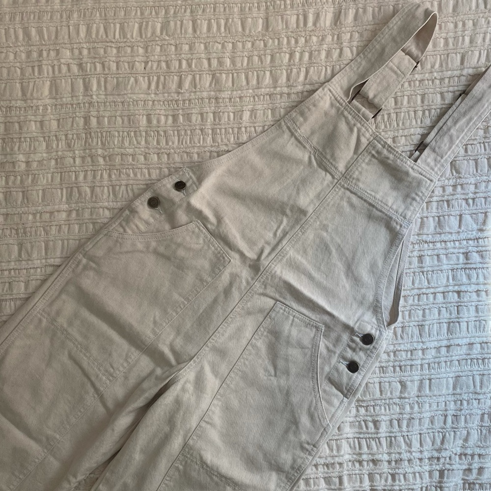Off-White Carpenter-Style Straight Leg Frayed Hem Overalls